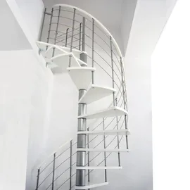 Minka Spindeltreppe Venezia Buche Walnuss lackiert mit Handlauf und UK in silber Ø140cm bis 309 cm Raumhöhe Ø silberfarben