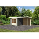 Karibu Gartenhaus Askola 3,5 mit 240 cm Schleppdach und Rückwand – grau