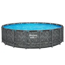 BESTWAY APX365TM Frame Pool Set Ø 549 x 132 cm inkl. Sandfilteranlage, Abdeckplane und Poolleiter