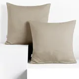DecoKing 2 Kissenbezüge 80x80 cm Jersey 100% gekämmte Baumwolle Reißverschluss Cappuccino Amber