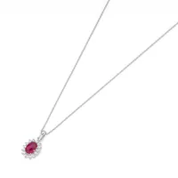 Smart Jewel Kette farbiger Stein und Zirkonia Steine, Silber 925 Ketten Rot Damen