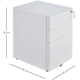 Vinsetto Rollcontainer-B39 x T48 x H59 cm-Weiß - Weiss