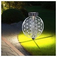 Globo LED Solarleuchte, LED-Leuchtmittel fest verbaut, Warmweiß, Solar Lampe Outdoor Solarleuchte orientalisch LED Garten Laterne silberfarben