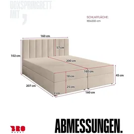 bromarkt Denver 160 x 200 cm H3 Beige