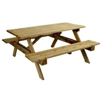 kalb | Picknicktisch Waldsee - 150 x 150 x 75 cm Gartenmöbel Festzeltgarnitur Bank Massiv Echtholz