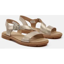 Sandale TIMBERLAND "CALISTA BAY BACKSTRAP SANDAL", Gr. 39,5, gold (gold metallic), Leder, Schuhe