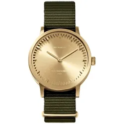 LEFF AMSTERDAM - TUBE WATCH T32 - brass - green nato strap