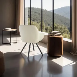 Tectake Armlehnstuhl Snug Samtoptik, gepolstert, in 360° drehbar, schlanke Stahlbeine, 58 x 58 x 82 cm Esszimmer, Stühle, Esszimmerstühle, Armlehnenstühle