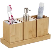 Relaxdays Badaccessoire-Set Braun
