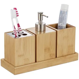 Relaxdays Badaccessoire-Set Braun