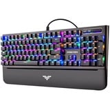 PREYON Long Claw Brown Gaming tastatur mit Geflochtenem Kabel - Beleuchtete Mechanische Tastatur mit Lautstärkeregler und Magnetischer Handballenauflage -Schalter Gateron Brown