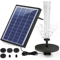 5 w Solarbrunnen, 1500 mAh Akku, Solar-Teichpumpe, verbesserter schwimmender Solarbrunnen mit 6 Brunnenstilen für Gärten, Vogelbäder, Teiche.