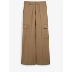 bonprix Woll-Cargohose weit geschnitten, braun, 46, Wolle