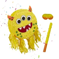 Relaxdays Pinata Monster HxBxT 35 x 34 x 9 cm Gelb
