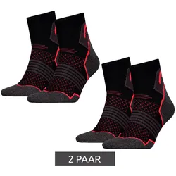 2 Paar HEAD Hiking Quarter-Socken Damen und Herren Wander-Socken Trekking-Strümpfe mit Polsterung 701219909 002 035 Schwarz/Rot - 35/38