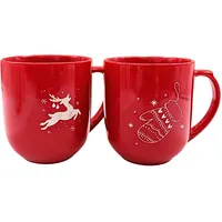 Dekohelden24 Kaffeetasse 0,82 l Rot 2 St.