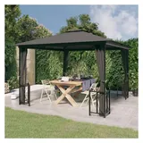 vidaXL 318541 Pavillon mit Seitenwänden & Doppeldach 3 x 3 m anthrazit