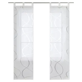 Joyswahl Schiebegardine (2 St), Schlaufen, transparent, Voile Flächenvorhänge Schiebevorhang Schlaufenschals, Ausbrenner weiß 57 cm x 175 cm