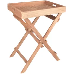 Tablettständer BACAN Teak Tablett Beistelltisch Tisch Holz massiv Tisch klappbar