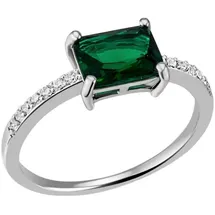 FIRETTI Fingerring Schmuck Geschenk Silber 925 Silberring Cocktailring grün, mit Glasstein, Zirkonia (synth) grün|silberfarben 58