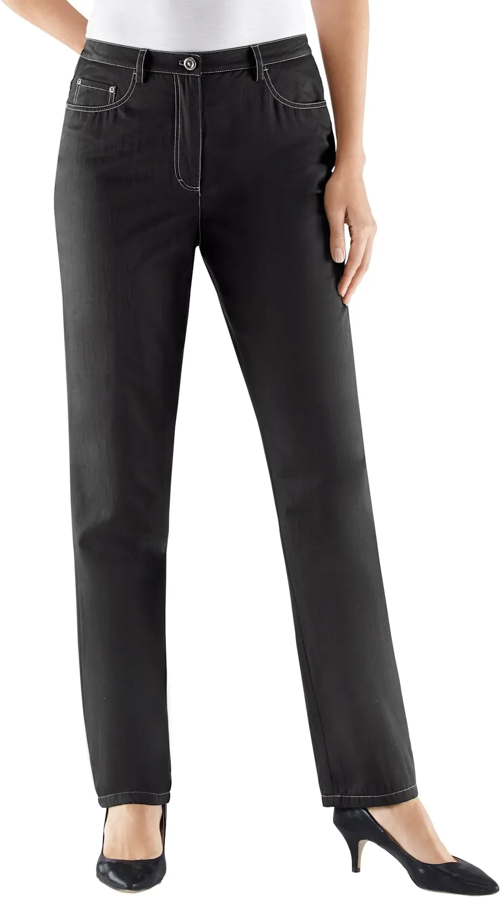 Thermohose COSMA, Damen, Gr. 21, Kurzgrößen, schwarz, 55% Polyester, 45% Baumwolle, unifarben, lang, Hosen Thermohose