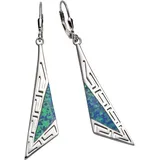 VIVANCE Paar Ohrhänger "925/- Sterling Silber synth. Opal", weiß (weiß, blau), Ohrringe, Damen, one-size, Silber 925 (Sterlingsilber), Ohrhänger