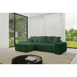 altdecor Ecksofa Cord mit Schlaffunktion 2-Sitzer Grün