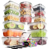 Withosent Frischhaltedosen mit Deckel 32-teiliges(16 Behälter+16 Deckel), Vorratsdosen Luftdicht Kunststoff Food Container, Gefrierdosen Aufbewahrungsbox für Mikrowelle(1L 840ml 700ml 550ml 350ml)