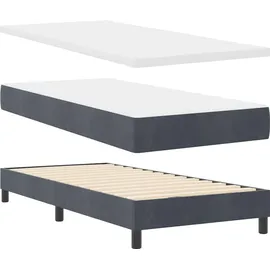 vidaXL LED Boxspringbett mit Matratze Dunkelgrau 90 x 190 cm Samt