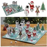 Cepewa Brettspiel XMAS Würfelspiel, 30x1cm Spielfeld 2xWürfel 16xSpielfiguren