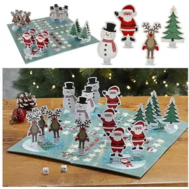 Cepewa Brettspiel XMAS Würfelspiel, 30x1cm Spielfeld 2xWürfel 16xSpielfiguren