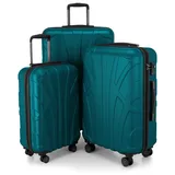 Suitline 3er Koffer-Set Trolley-Set Rollkoffer Hartschalen-Koffer Reisekoffer, TSA, (55 cm, 66 cm, 76 cm), 100% ABS, Matt, Aquagrün