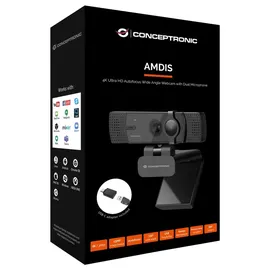 Conceptronic AMDIS08B - Webcam 4K Ultra-HD mit Doppel-Mikrofon, 4015867225530