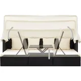 vidaXL Polyrattan Sonnenbett wasserabweisend schwarz