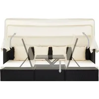 vidaXL Polyrattan Sonnenbett wasserabweisend schwarz