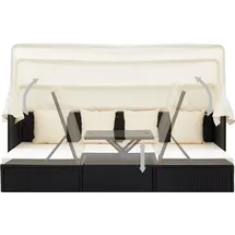 vidaXL Polyrattan Sonnenbett wasserabweisend schwarz