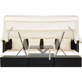 vidaXL Polyrattan Sonnenbett wasserabweisend schwarz