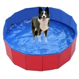 Faltbar Hundepool, Hundepool Schwimmbad für Hunde und Katzen,PVC rutschfeste Schwimmbecken ​mit Wasserablassventil für Hunde Katze, Kleine Haustiere, Badewanne (80x20cm)