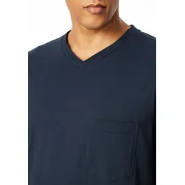 SCHIESSER Schlafanzug SCHIESSER "Comfort Essentials", Herren, Gr. 50, rotbraun, Single Jersey, Obermaterial: 100% Baumwolle, Basic lang, V-Ausschnitt, Homewear-Sets Schlafanzug, mit V-Ausschnitt und aufgesetzter Brusttasche