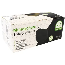 Medi-Inn Mundschutz Type II 3-lagig 9 cm x 17,5 cm schwarz mit Nasenbügel Typ 500 Stück