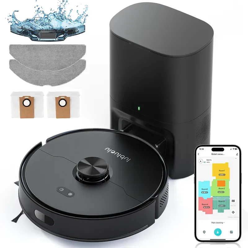Lubluelu L15 Max 3-in-1 Saug- und Wischroboter, 4000 Pa starke Saugkraft, Laser-Navigation und 5 Karten-Speicher, 55 dB leise, App-gesteuert, ideal für Tierhaare, Teppiche und Hartböden