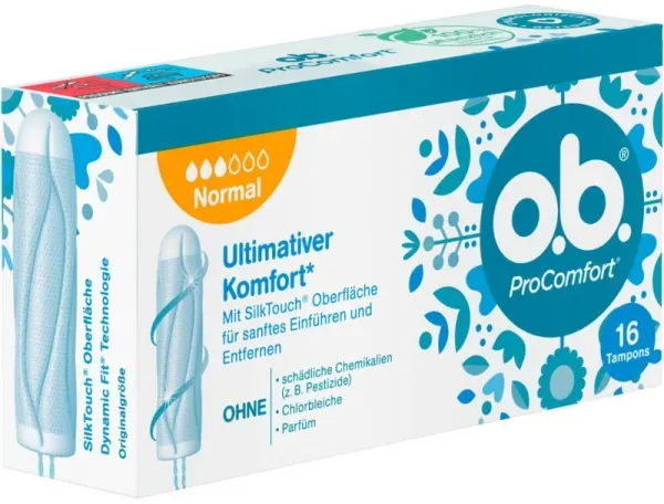 O.B. Tampons ProComfort Normal Größe Normal für mittlere bis stärkere Tage 3574660235982 O.B. 16 Stück