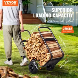 Vevor Kaminholzwagen Pulverbeschichteter Stahl 67 x 52 x 110 cm inkl. Bungee-Seil Bodennetz