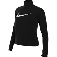 Nike Damen Top W Nk Swsh Hbr Df Hz Mid, Black/White, L