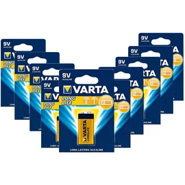 Varta LONGLIFE Batterie Alkaline E Block für Feuermelder Rauchmelder Feuchtigkeitsmessgeräte, 9V