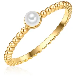 Lulu & Jane Perlen-Ring Messing Muschelkernperle in Gelbgold Ringe   Damen 
