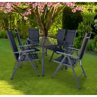 VCM 7 tlg. Gartenmöbel Set Sitzgruppe Essgruppe 1x Tisch,