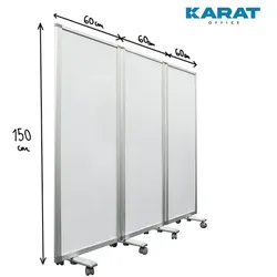 KARAT Stellwand doppelseitig - Mobile und faltbare Trennwand - Rahmen aus Aluminium - Whiteboard / 180 x 150 cm