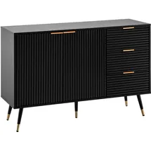 FineBuy Sideboard 120 x 80 x 40 cm Schwarz / Eiche Dekor