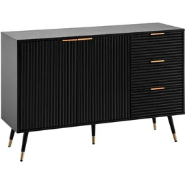 FineBuy Sideboard 120 x 80 x 40 cm Schwarz / Eiche Dekor